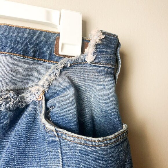 Asos Shark Bite Distressed Waist Jeans Statement Denim Blue Womens 32 - Picture 13 of 16